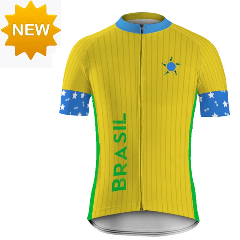 Pro Short Sleeve SUMMER TOPS Cycling Maillot fashion Jersey bike wear triathlon sweatshirt Yellow Brazil Men Motorcycle jacket | Спорт и