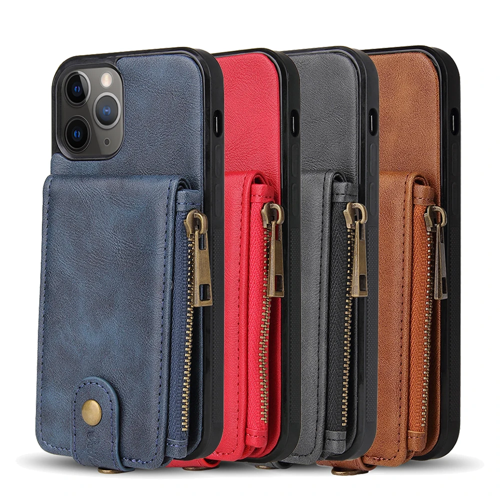 

BuzzLee PU Cowhide Pattern Zipper Bag Phone Back Shell Case for iPhone 12 11 Pro Max Xs Max XR X 8 7 6s 6 Plus SE Cover