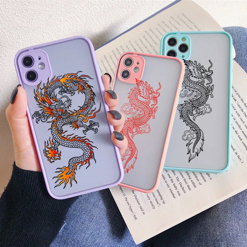 

Hard PC Fashion Vintage Chinese Dragon Print Phone Case for IPhone 11 pro MAX 12 13 7 8 Plus X XR XS SE 2020 Back Cover Shell