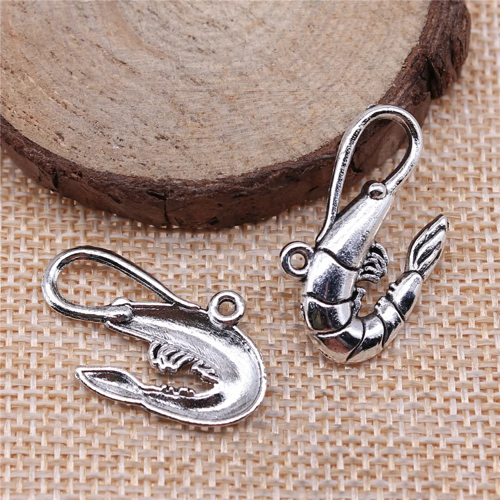 

Wecharms 4pcs 28x15mm Charms Shrimp Antique Silver Color Alloy DIY Jewelry Making Accessories