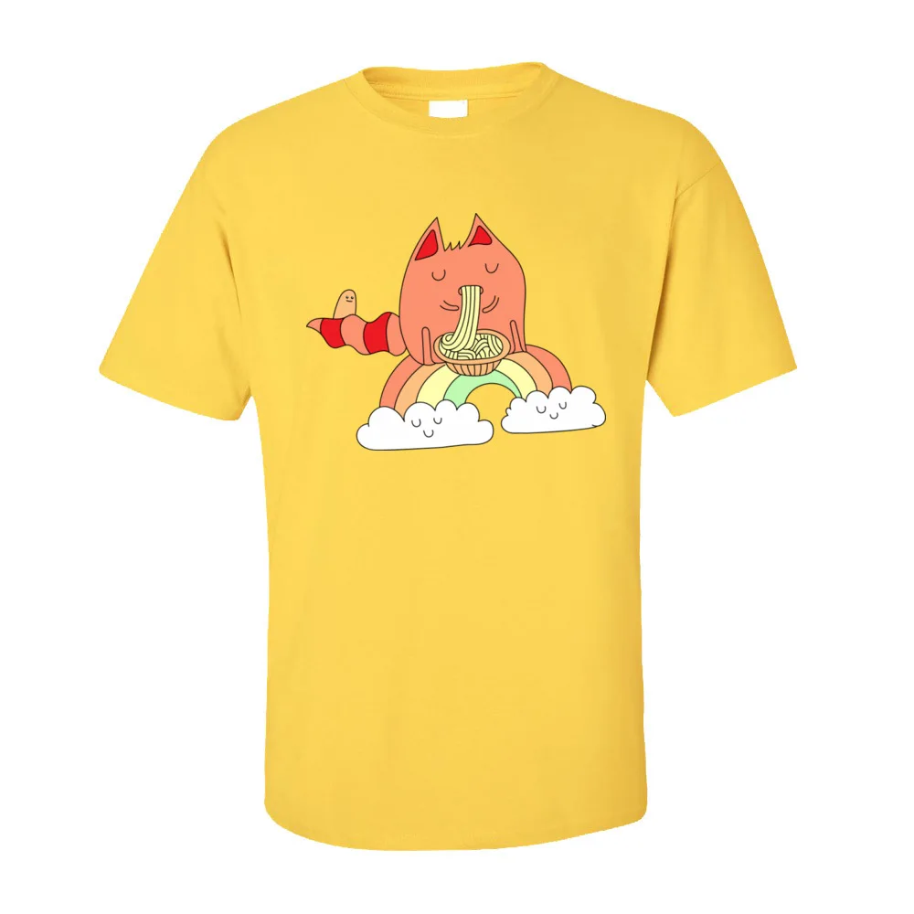 Молодежный топ футболки для мужчин Ramen Rainbow Cat повседневные топы футболка