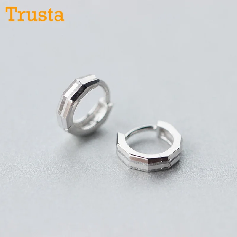 Trusta 925 пробы серебряные серьги-кольца с геометрическим рисунком Кафф серьги-клипсы для Для женщин и девочек без серьги в стиле пирсинга ювелирные изделия DS486