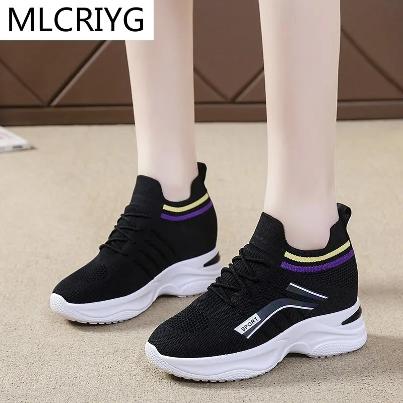 

2021 Fashion Women's Shoes Spring Women Mesh Breathable Platform Sneakers Comfortable Lace-up Women Casual Shoes Zapatos Mujer