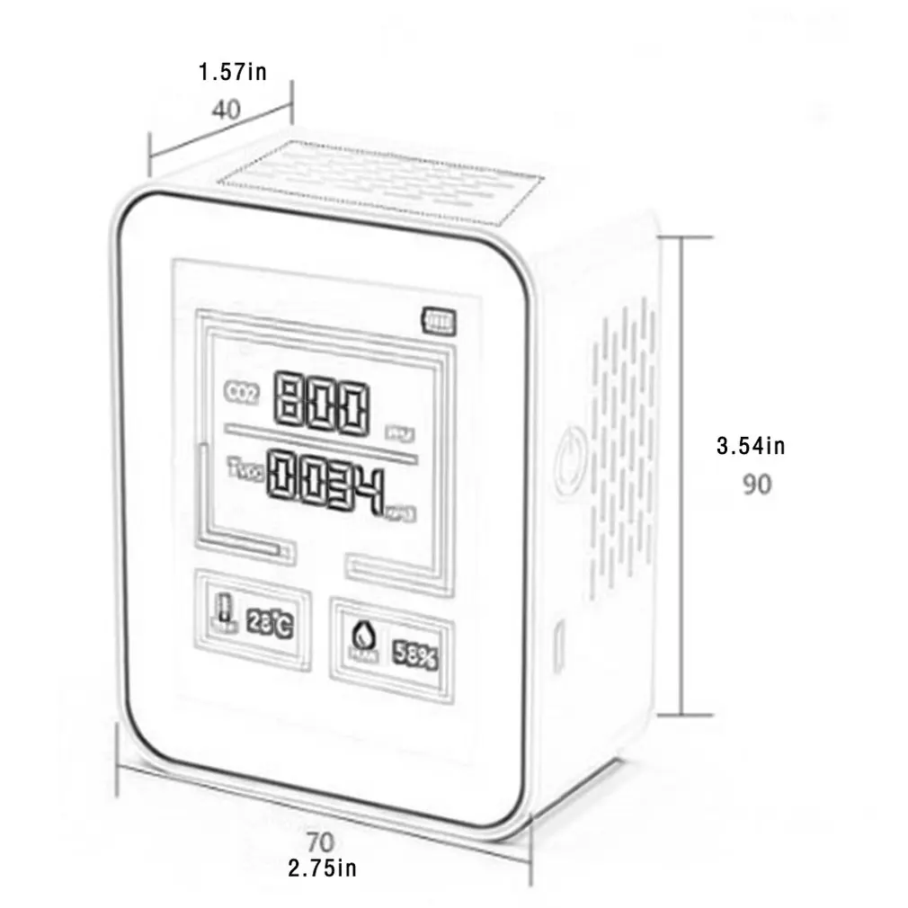

Carbon Dioxide CO2 Detector Gas Concentration Content Color Sn Ligent Air Tester Air Quality CO2 Detector With Battery
