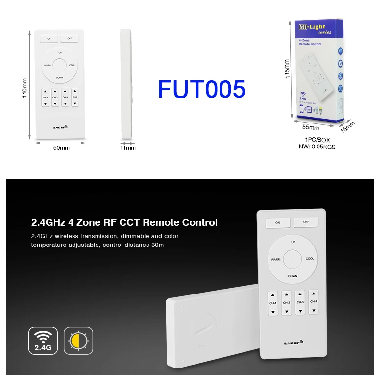 Miboxer FUT035 контроллер освесветильник светодиодной ленты B2/T2 2 4G 4-зонная яркость