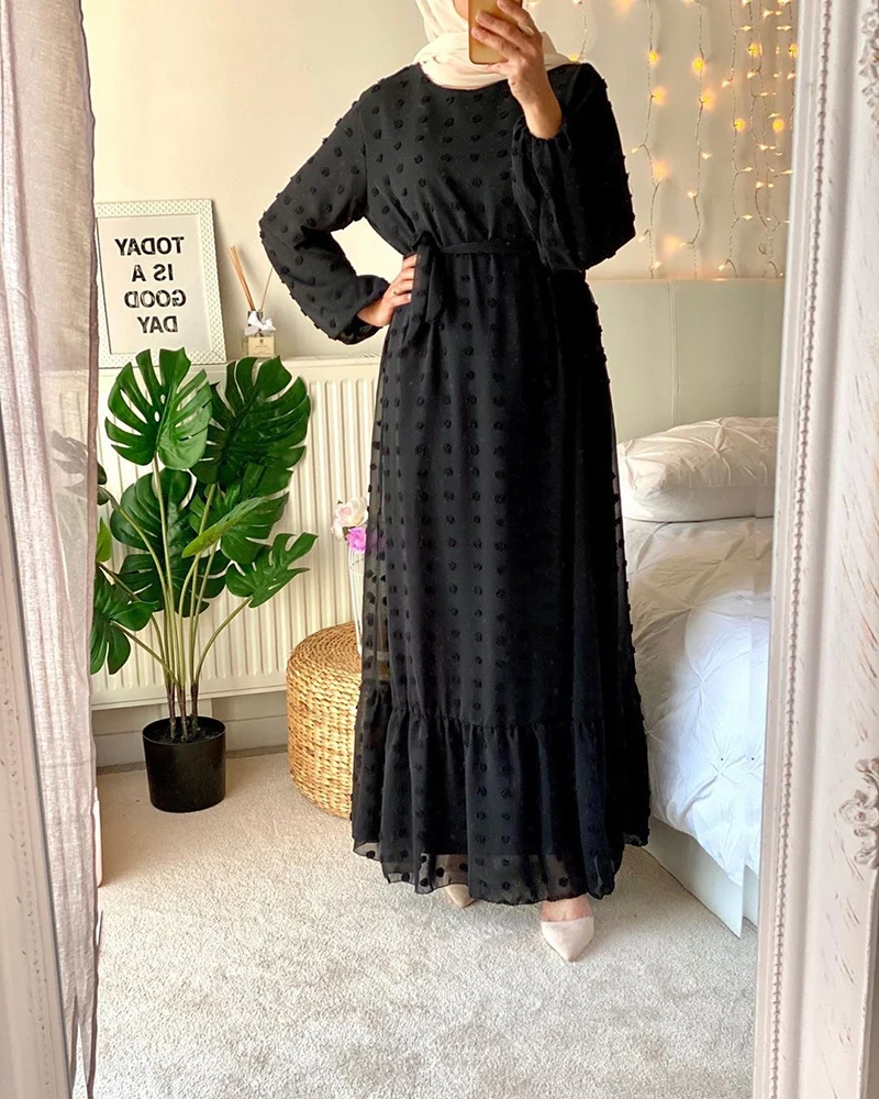 Long Women Dress Abaya Long Sleeve Maxi Dress Islamic Clothing Muslim Dresses Women'S Dubai Vestido Feminino Longo Lsm037