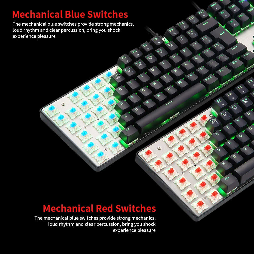 MOTOSPEED CK104 Механическая игровая клавиатура Проводная USB красочная светодиодная