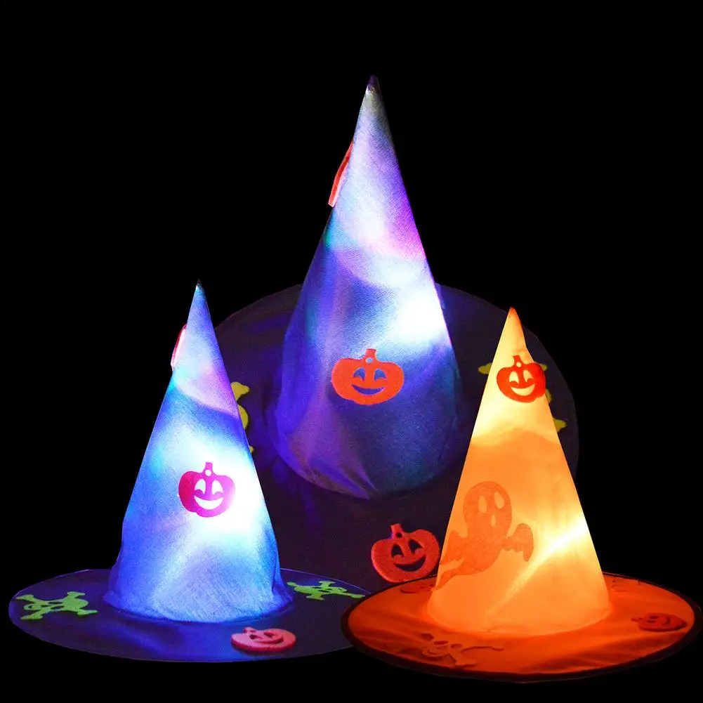 

Halloween Decoration LED Lights Witch Hats Halloween Costume cosplay Props Masquerade Wizard glowing magic hat home garden decor