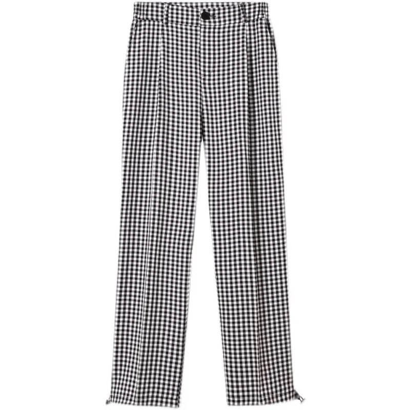 

Male Vintage Streetwear Hip Hop Long Trousers Japan Korea Fashion Ins Style Pant Men Plaid Casual Loose Straigh Suit Pant