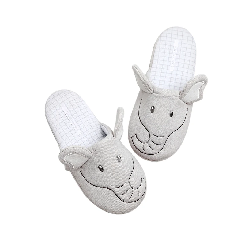 Женские зимние тапочки домашние унисекс большие уши слон мягкие слипоны