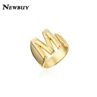 Открытое кольцо с инициалами имени и буквы A-Z, регулируемое металлическое кольцо золотого цвета с буквами алфавита, широкое Ювелирное Украшение для вечеринок