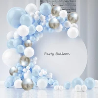 96pcs blue balloon garland arch kit birthday party decorations for wedding anniversary baby shower white balloons party supplies