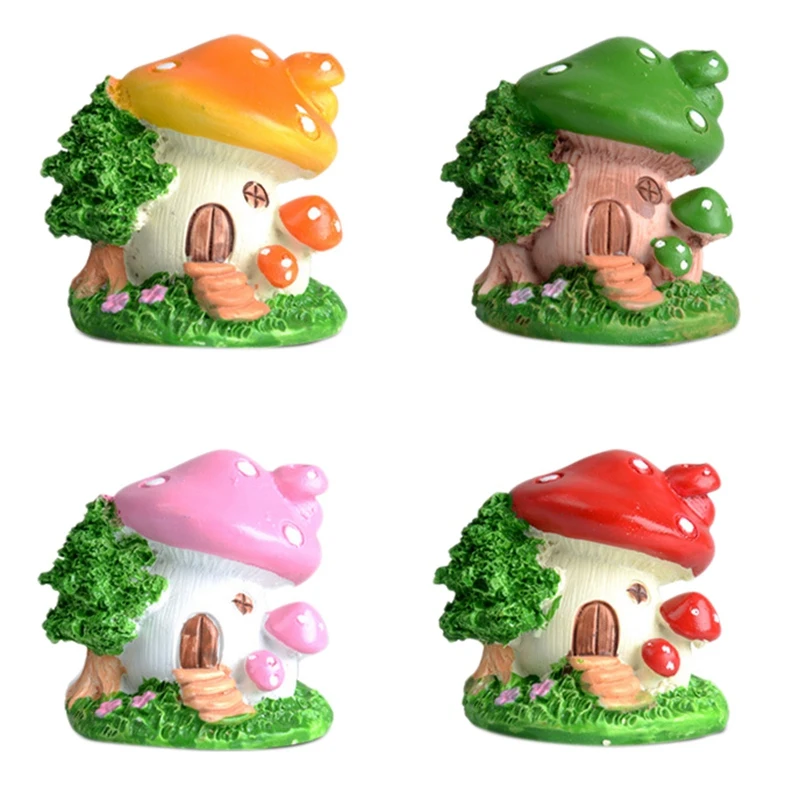 

4 Цвета загородный грибной домик Миниатюрный сказочный сад дома украшение для дома мини ремесло микро-озеленение, Декор Diy аксессуары