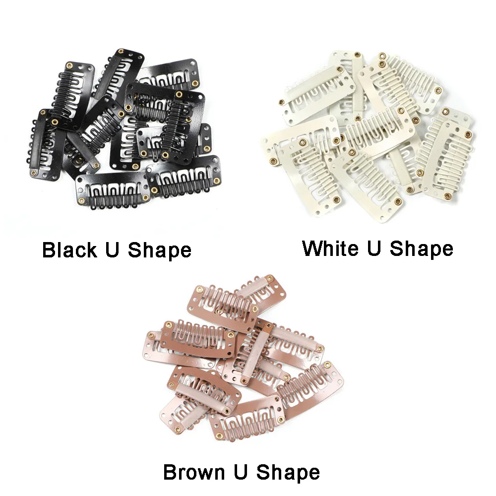 

Metal Snap Clips 9-teeth Hair Extension Stainless Steel Wig Clips Combs Snap Clips with Rubber for Hair Extension Toupee DIY