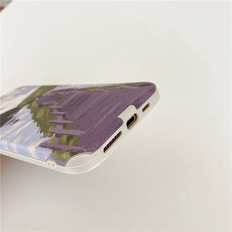 

Retro landscape poster oil painting art Phone Case For iPhone 12 11 Pro Max Xr Xs Max 7 8 Plus 12 pro 7Plus case Cute Soft cover