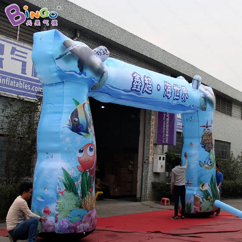 HIGHLY RECOMMENDED 8.3x4mh inflatable blue turtle arches way inflated custom made ocean theme arch for amusement park decoration | Игрушки и