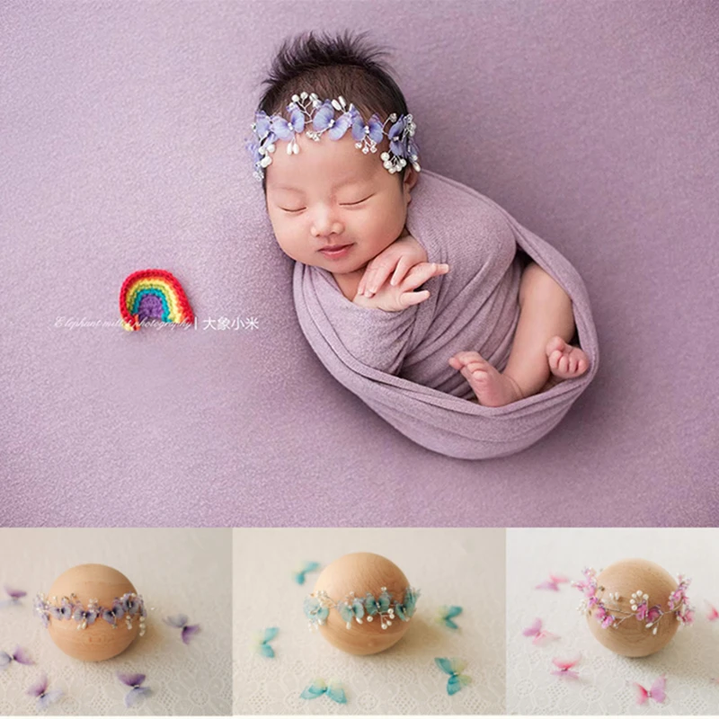 Dvotinst Newborn Baby Photography Props Fairy Butterfly Pearl Headband Headwear Headdress Fotografia Studio Shoots Photo Props