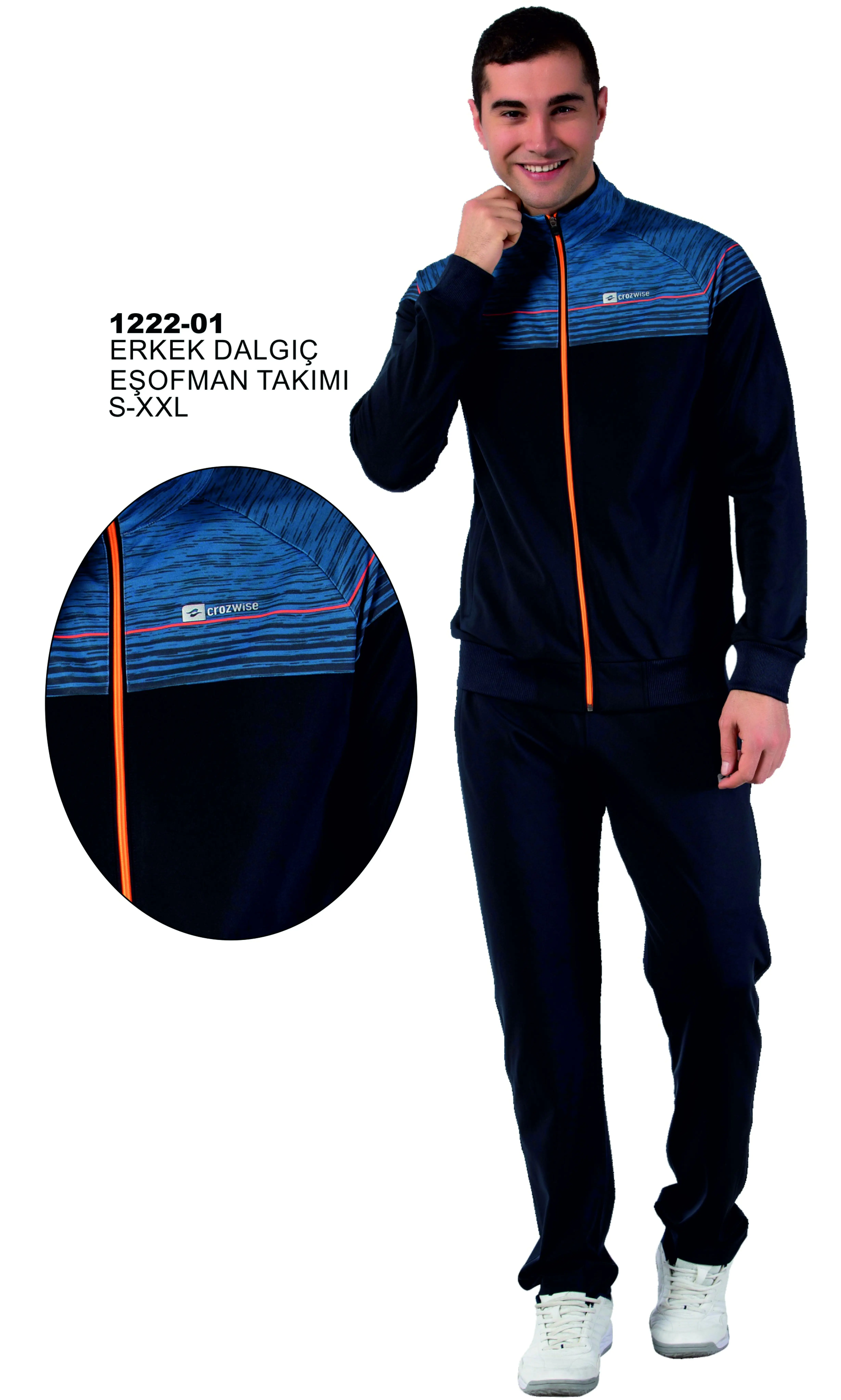 

CROZWSE 1222-01 REGULAR FT MALE SUBMERSIBLE TRACKSUIT SUIT NAVY BLUE_ORANGE