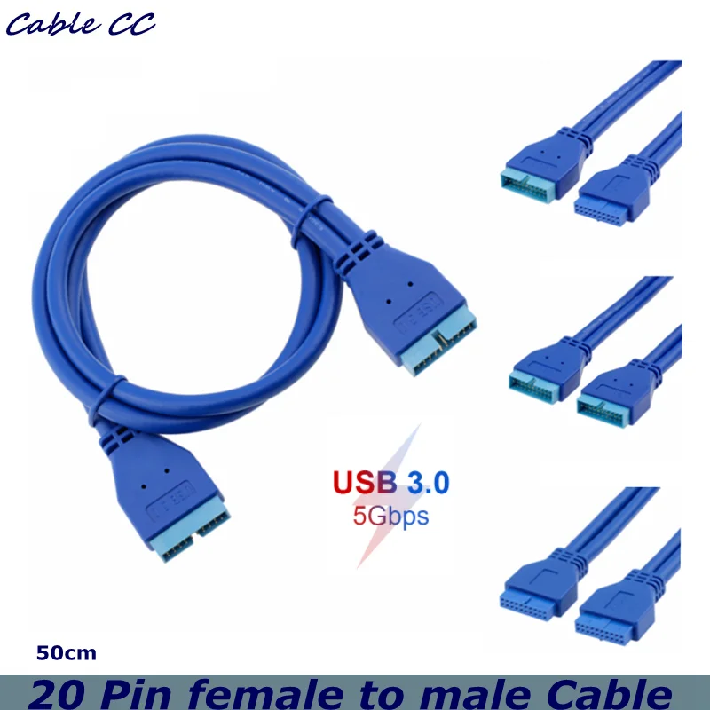 

5Gbps USB Extension Cable USB3.0 20Pin Female to USB 3.0 20 Pin Male Extension Cable Motherboard Mainboard Cable Extender 50cm