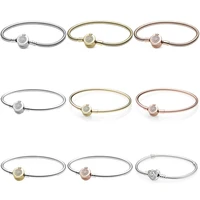 authentic 925 sterling silver rose sparkling crown o snake chain bracelet bangle fit women bead charm diy fashion jewelry