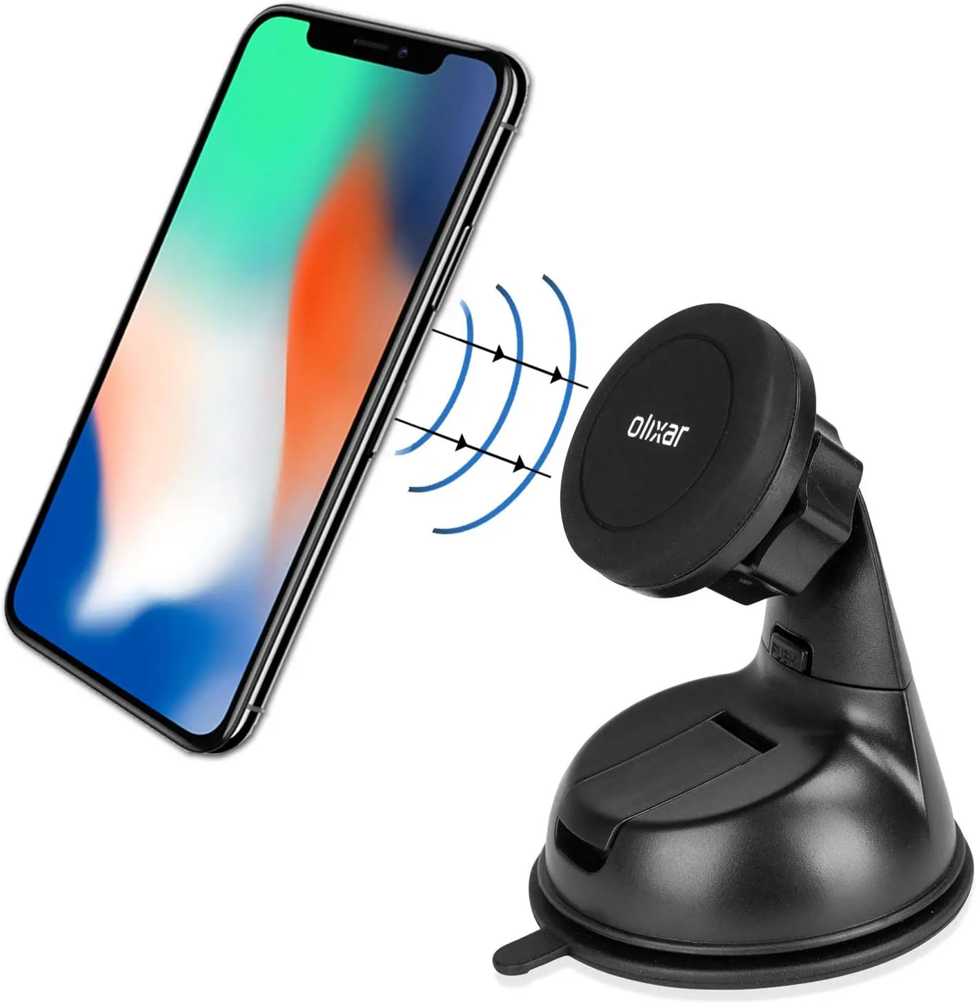 

Olixar Magnetic Phone Holder for Car, Mount to Windscreen or Dashboard - (Magnetic Stickers for Phone Provided) - Very Sturdy &