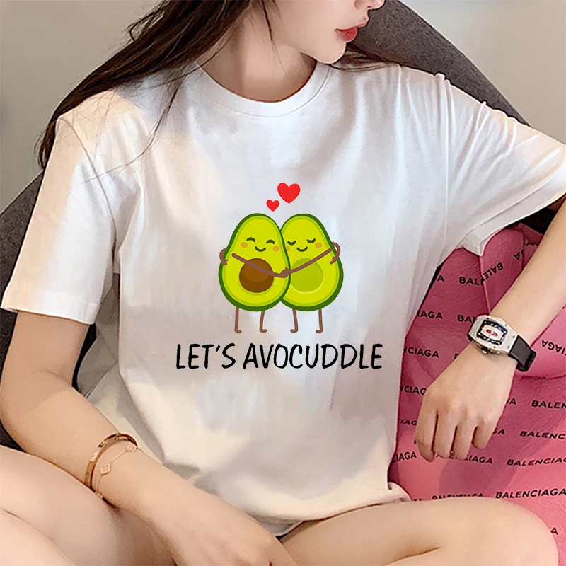 

Fashion Cute Cartoon Avocado T Shirt Women Short Sleeve O-Neck Funny T-Shirt Ulzzang Harajuku Kawaii Tshirt Top Tee Female