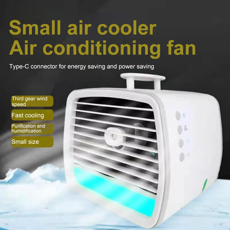 

Super Large Wind Desktop Spray Air Conditioner Fan With Ambient Light Can Be Used As A Fast Refrigerator