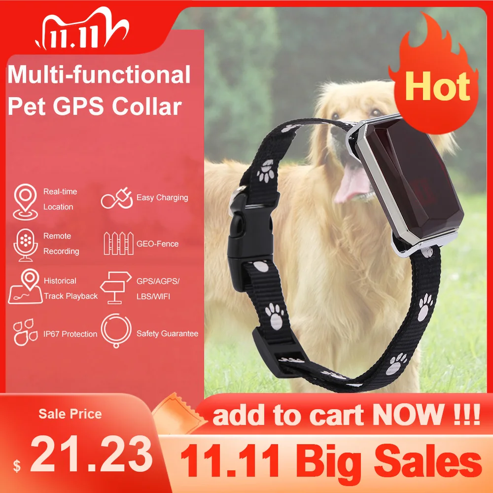 

New Arrival IP67 Waterproof Pet Collar GSM AGPS Wifi LBS Mini Light GPS Tracker for Pets Dogs Cats Cattle Sheep Tracking Locator
