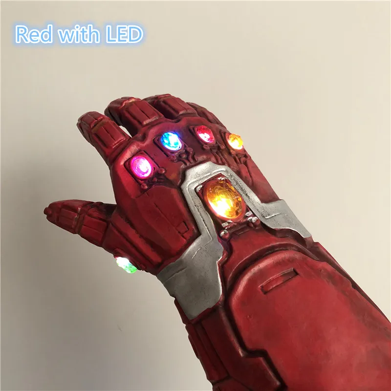Red led 1: 1 светодиодный светильник Thanos Gauntlet Военные перчатки косплей Хэллоуин костюм реквизит Endgame 4 Quantum - Цвет: Red led