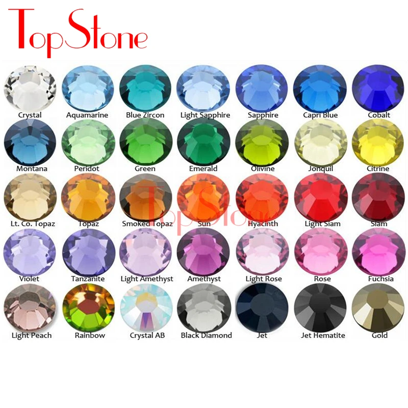 TopStone SS3-SS30 стеклянные стразы с плоской задней поверхностью, стразы для украшения ногтей