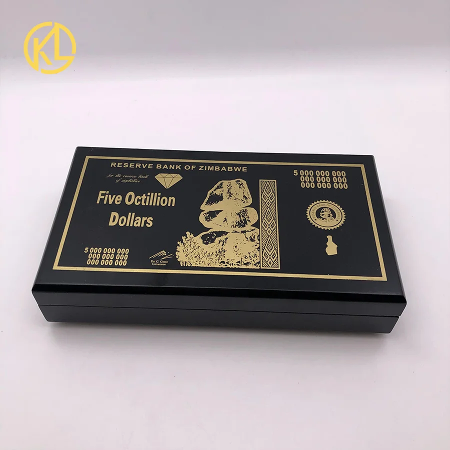 Позолоченные Зимбабве пять октиллиона долларов Бар Золотой плакированный