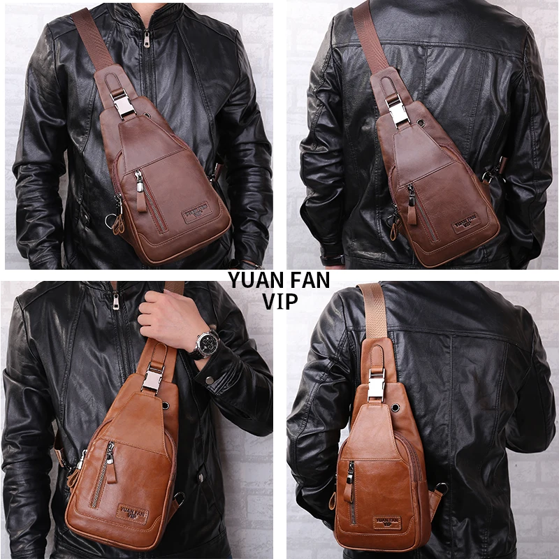 Высококачественные нагрудные сумки из натуральной кожи для мужчин через плечо