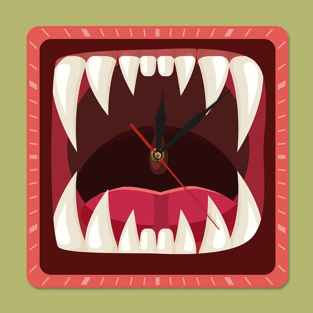 Жуткий рот дети гостиная квадратные настенные часы вампир Дракула страшные