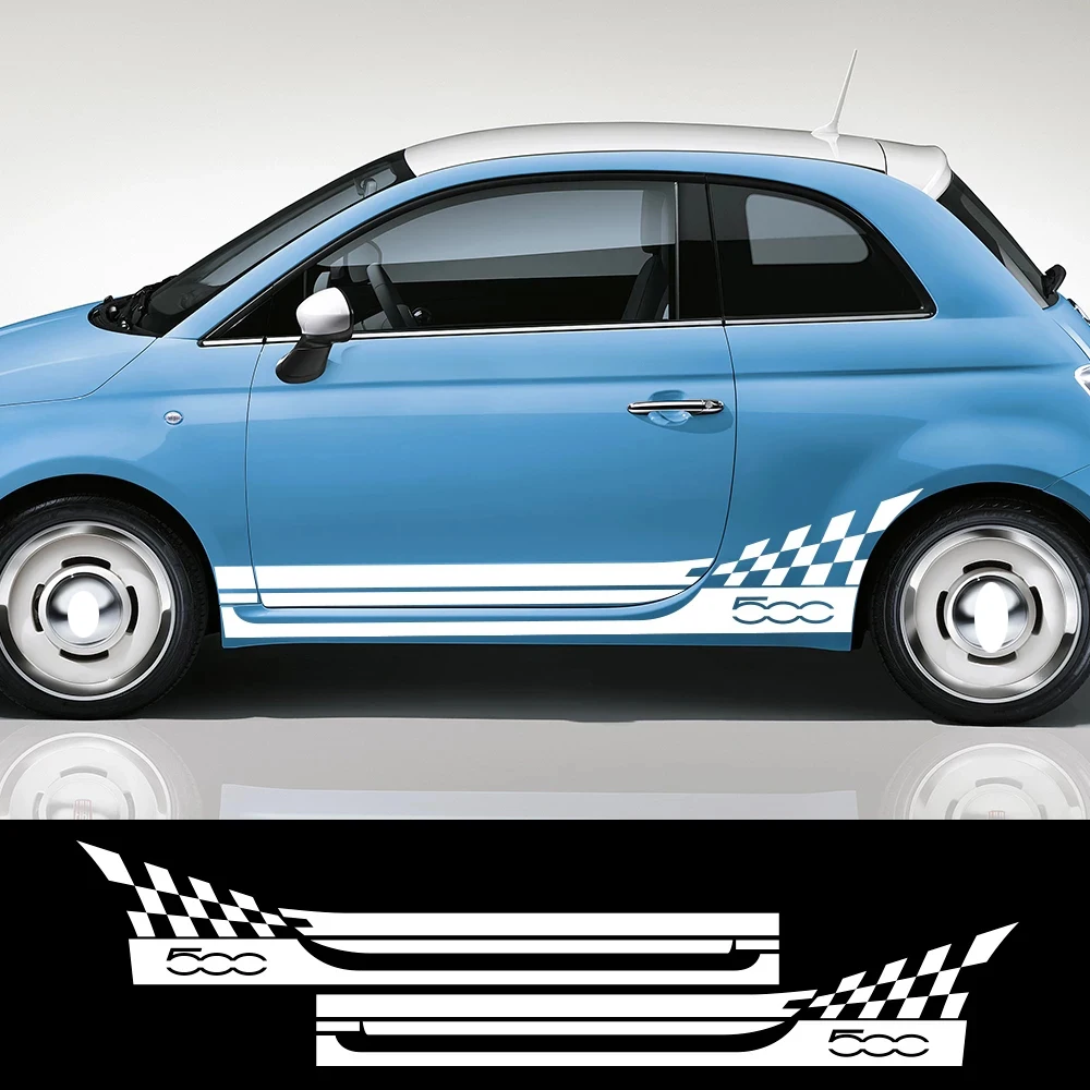 

Наклейки в полоску на дверь и боковую юбку автомобиля Fiat 500, декор кузова, графические наклейки, виниловая пленка, наклейка, автомобильные ак...