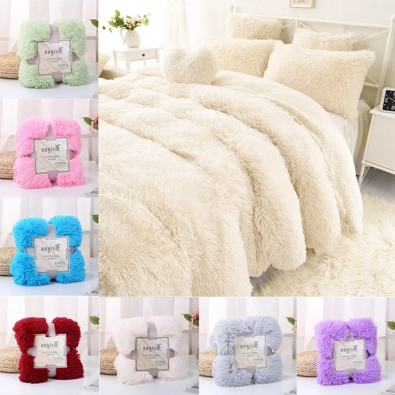 

New Super Soft Shaggy Fur Blanket Ultra Plush Decorative Blanket 130*160cm/160*200cm Winter Blankets For Bed Sofa Blanket