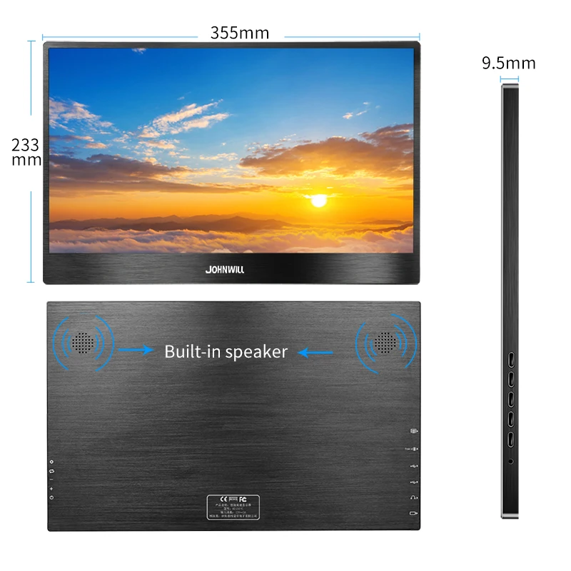 JOHNWILL портативный игровой монитор с сенсорным экраном 15," lcd usb type-C ips hdmi Экстра тонкий для PS4 ноутбука телефона Xbox переключатель ПК 1080