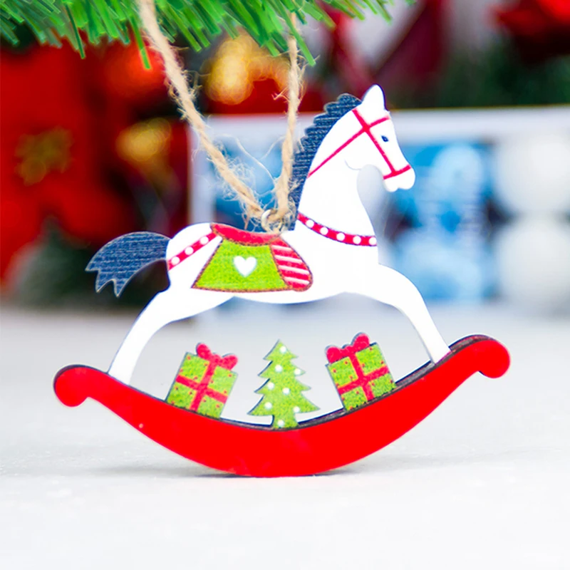 Рождественская елка лошадь кулон Рождественский цвет деревянная украшения