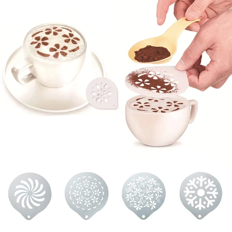 

Stainless Steel Latte Mould Fancy Coffee Printing Mould Thickened Coffee Milk Foam Spray Pattern Template Coffee Latte Mould