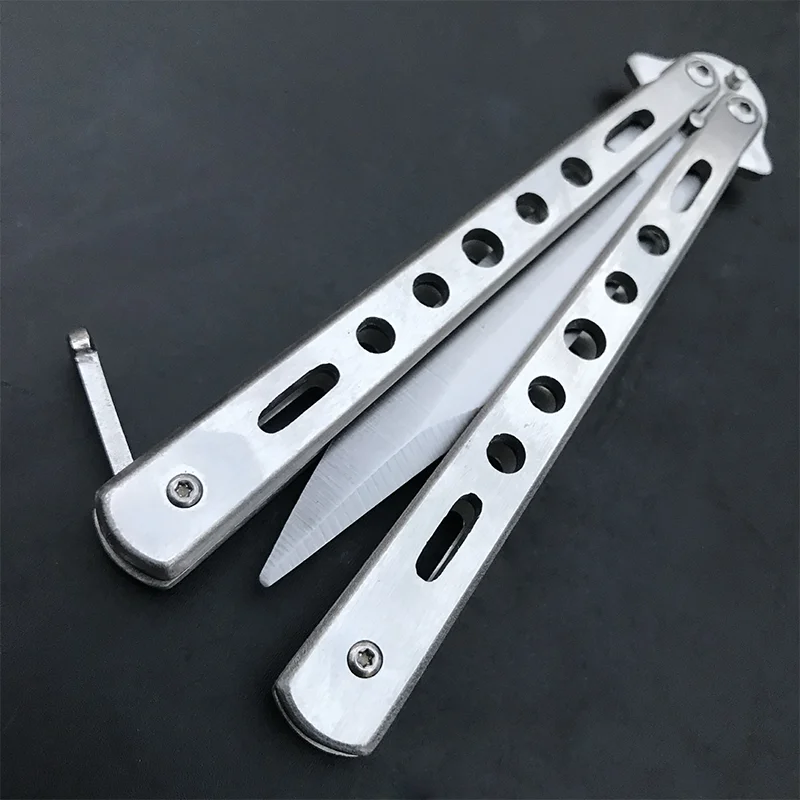 Нож бабочка Подарочный нож стальной складной для тренировок титановый учебный