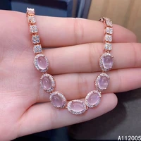 kjjeaxcmy fine jewelry 925 sterling silver inlaid rose quartz women hand bracelet beautiful support detection