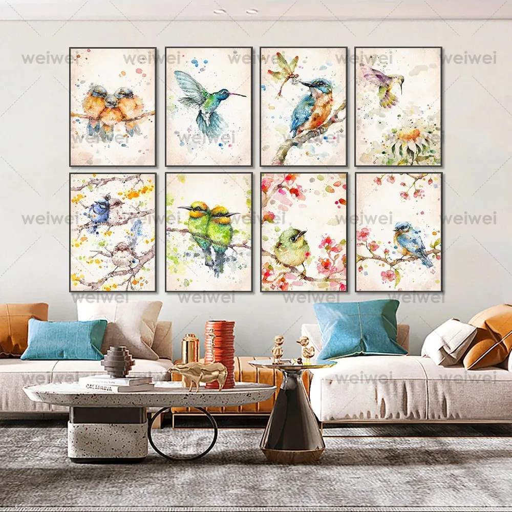 

Watercolor Painting Animal Bird Hummingbird Wall Art Canvas Poster Print Picture Home Living Room Decoration Painting