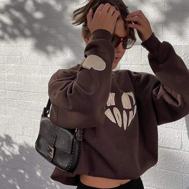 Harajuku street letter Hoodies y2k Retro long sleeve oversized pullovers heart cute print casual winter tops women sweetshirts