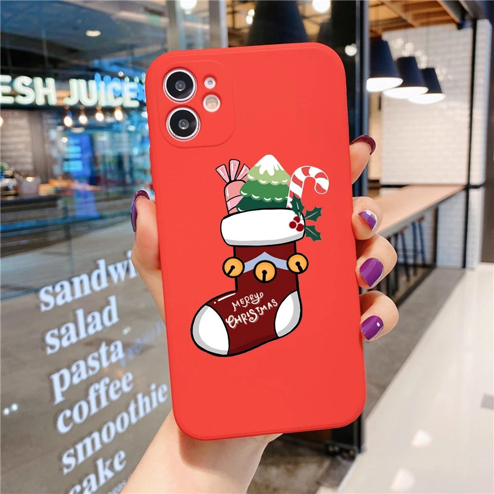

PUNQZY Merry Christmas Santa Claus Case For Iphone 11 PRO MAX 6 7 8 Plus SE 11 XS XR XS MAX SE 2020 Soft TPU Case Christmas Tree
