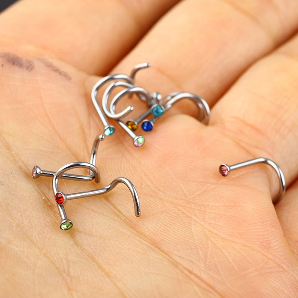 Серьги-гвоздики из нержавеющей стали с кристаллами Стразы для носа