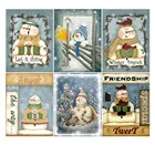 Алмазная картина с изображением снеговика и снеговика