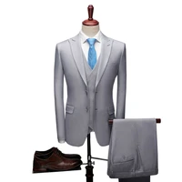 new popular two button design gray suit handsome men custom jacket pants groom wedding slim fit tuxedo trajes de hombre costume