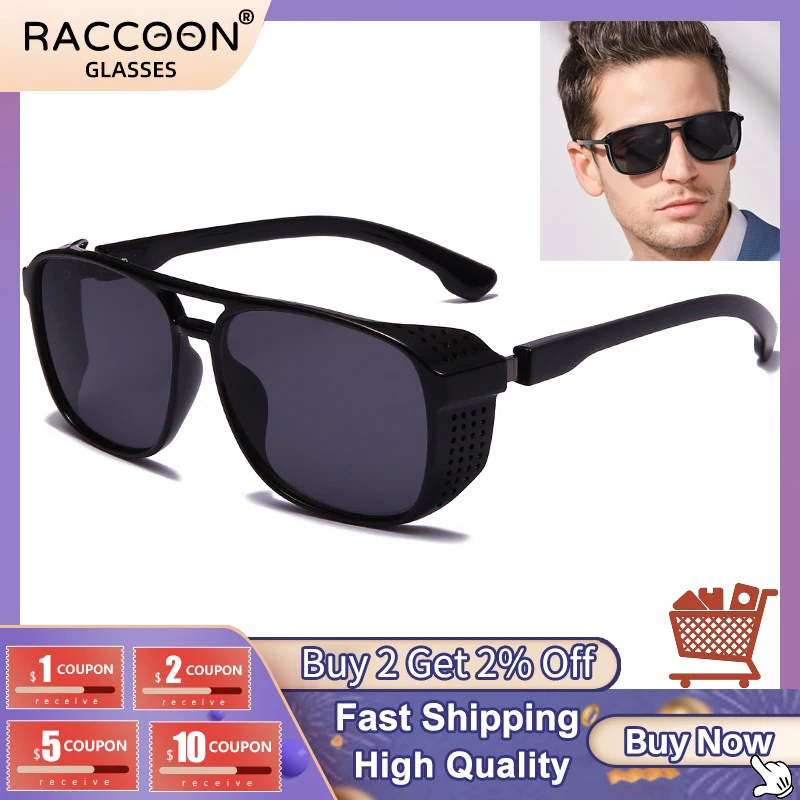 

Fashion Retro Steampunk Style Sunglasses Men Brand Design Camouflage Color Pilot Sun Glasses Women Aviation Square Eyewear Uv400