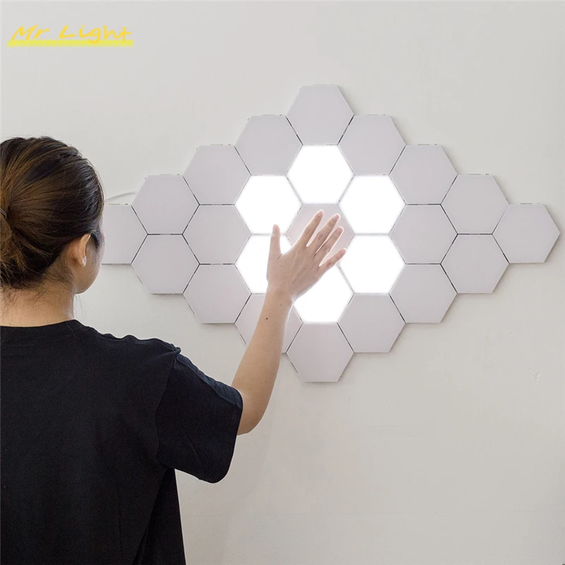 

Modern Touch Sensor Night Lights Nordic LED Hexagon Quantum Light Magnetic Modular Touch Creative Bedroom Home Decor Night Lamp