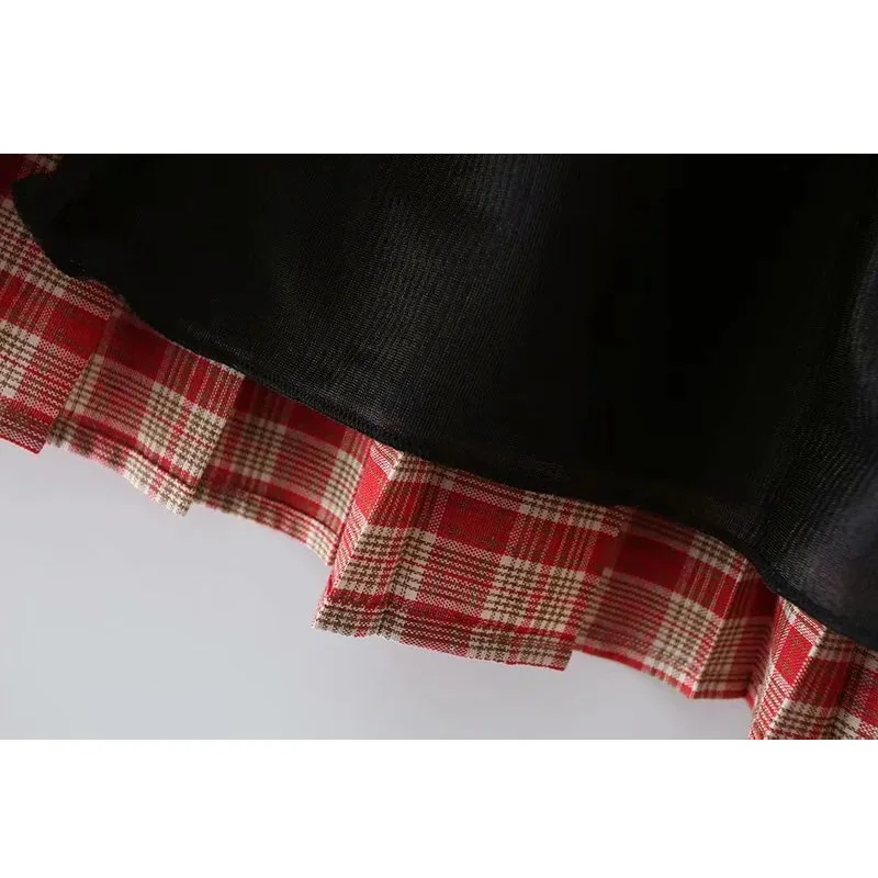 

Summer pleated skirt women vintage plaid skirts korean mini skirt fashion high waisted skirts harajuku women skirt elastic waist