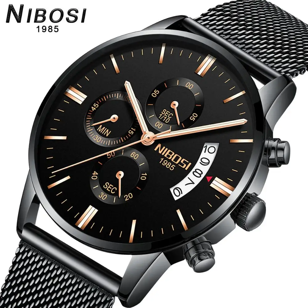 

Quartz watch men NIBOSI Casual Bussiness mens watches Luxury Top Brand sport Waterproof Chronograph WristWatch Relogio Masculino